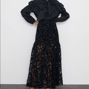 Zara Embroidered Floral Maxi Skirt